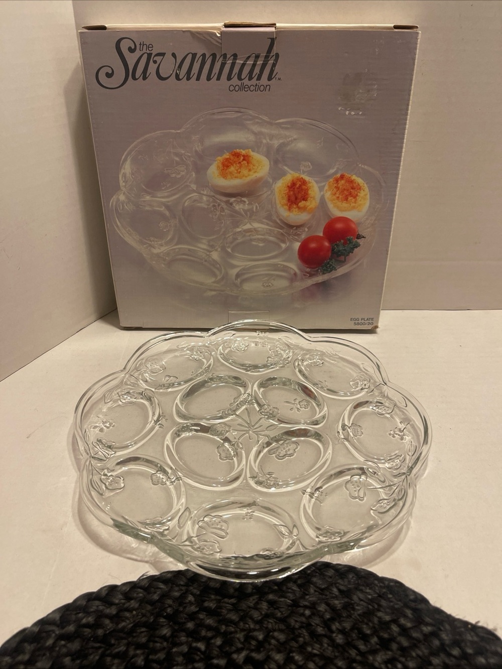 Vintage Savannah Collection Glass Deviled Egg Plate - Clear by Toscany
